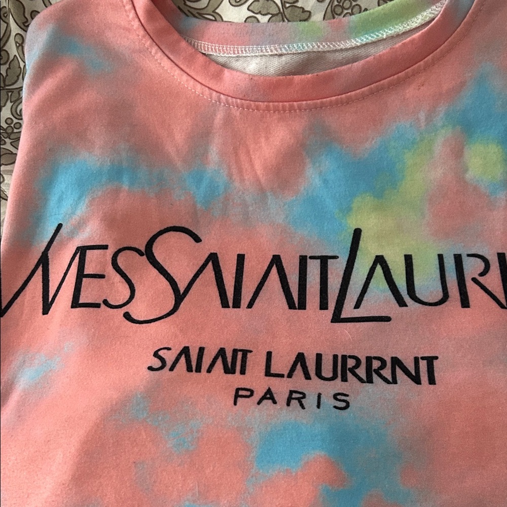 COPY!! Saint Laurent Multicolor Logo Sweatshirt Designer with Tie Dye Pattern